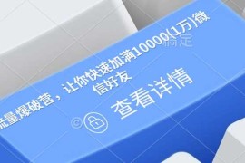 手机创业流量爆破营，让你快速加满10000(1万)微信好友01-23冒泡网