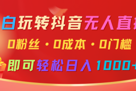 创业项目小白玩转抖音无人直播，0粉丝、0成本、0门槛，轻松日入1000+12-30福缘网