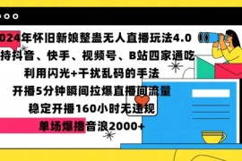 最新项目2024年怀旧新娘整蛊直播无人玩法4.0，开播5分钟瞬间拉爆直播间流量，单场爆撸音浪2000+【揭秘】11-21冒泡网