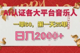 每日AI音乐申请各大平台音乐人，最详细的教材，一单60.第一天25单，日入多张【揭秘】11-24冒泡网