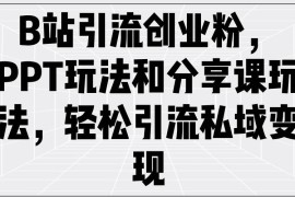 赚钱项目（14422期）B站引流创业粉，PPT玩法和分享课玩法，轻松引流私域变现03-05中创网