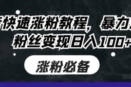 简单项目抖音快速涨粉教程，暴力涨粉，粉丝变现日入100+10-21冒泡网