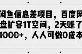 手机项目闲鱼信息差项目，百度网盘扩容1T空间，2天收益1k+，人人可做0成本03-05冒泡网