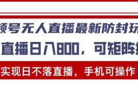 每日（13377期）视频号无人直播最新防封玩法，实现日不落直播，手机可操作，单直播日入&#8230;11-18中创网