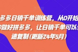 实战拼多多日销千单训练营，从0开始带你做好拼多多，让日销千单可以快速复制(更新24年12月)12-16冒泡网