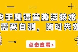 每天快手跳语音激活技术，需要自测，随时失效12-05冒泡网