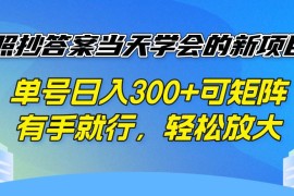 2025最新（14246期）照抄答案当天学会的新项目，单号日入300+可矩阵，有手就行，轻松放大02-20中创网