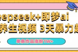 每天小白用DeepSeek+即梦做ai养生视频，一条作品涨粉5万+，单日收益多张02-24冒泡网