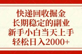 创业项目（13731期）快递回收掘金，长期稳定的副业，新手小白当天上手，轻松日入2000+12-21中创网