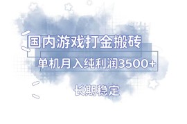 创业项目（13584期）国内游戏打金搬砖，长期稳定，单机纯利润3500+多开多得12-06中创网