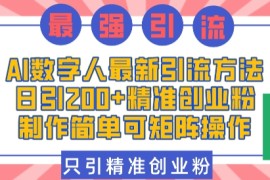 每日AI数字人最新引流方法，日引200+精准创业粉，制作简单可矩阵操作12-25冒泡网