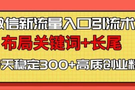 2024最新（13897期）微信新流量入口引流术，布局关键词+长尾，每天稳定300+高质创业粉！01-02中创网