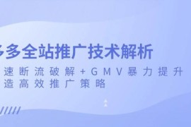 创业项目（13417期）多多全站推广技术解析：极速断流破解+GMV暴力提升，打造高效推广策略11-22中创网