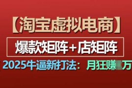 创业项目淘宝虚拟电商，2025牛逼新打法：爆款矩阵+店矩阵，月入过万12-16冒泡网