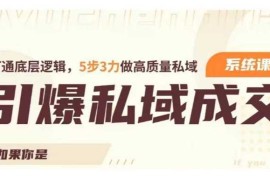 创业项目引爆私域成交力系统课，打通底层逻辑，5步3力做高质量私域02-07冒泡网