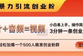 最新项目抖音最新暴力引流创业粉，3分钟一条创业类视频，24h轻松加爆一个500人精准创业粉群【揭秘】11-07冒泡网