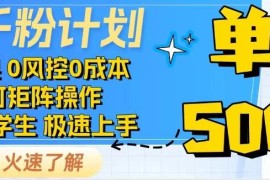 每日抖音千粉计划，日入500+，包落地，当日拿成果03-08福缘网