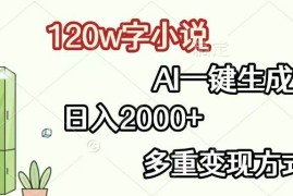 每天（13485期）120w字小说，AI一键生成，日入2000+，多重变现方式11-27中创网