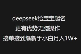 热门项目deepseek给宝宝起名更有优势无脑操作接单接到爆新手小白月入1W+02-25冒泡网