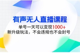 2024最新有声无人直播课程，单号一天可以变现1000+，新升级玩法，不会违规也不会封号12-04福缘网