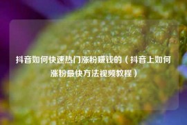 抖音如何快速热门涨粉赚钱的（抖音上如何涨粉最快方法视频教程）