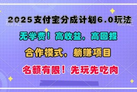 简单项目2025支付宝分成计划6.0玩法，合作模式，靠管道收益实现躺赚！12-21福缘网