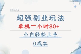 2024最新（13907期）超强副业玩法，单机一小时80+，小白轻松上手，0成本01-04中创网