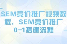 创业项目SEM竞价推广视频教程，SEM竞价推广0-1搭建流程01-17冒泡网