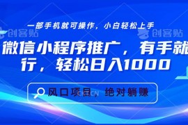 每日（13709期）微信小程序推广，有手就行，轻松日入1000+12-17中创网