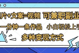 2024最新图片+文案=视频，精准暴力引流，可兼职副业，一分钟一条作品，小白轻松上手，多种变现方式11-18冒泡网