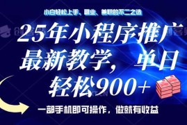 2025最新（14271期）25年小程序推广，最新教学，单日轻松变现900+，一部手机就可操作，小白…02-22中创网