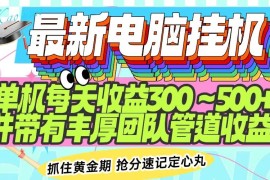 2025最新（14264期）最新电脑挂机单机每天收益300-500+并带有团队管道收益02-21中创网