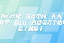 手机创业小红书必修课，覆盖电商，无人，获客，种草，mcn，直播等多个板块，看了就能干02-01冒泡网