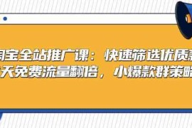 淘宝全站推广课：快速筛选优质款，7天免费流量翻倍，小爆款群策略