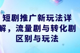 赚钱项目短剧推广新玩法详解，流量剧与转化剧区别与玩法09-23冒泡网