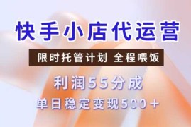 手机创业快手小店代运营3.0，模式新升级，收益55分，稳定单日5张【揭秘】02-25冒泡网