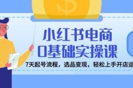 每天小红书电商0基础实操课，7天起号流程，选品变现，轻松上手开店运营03-15福缘网