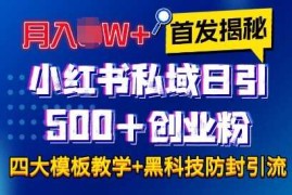 实战首发揭秘小红书私域日引500+创业粉四大模板，月入过W+全程干货!没有废话!保姆教程!12-25冒泡网