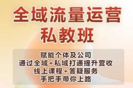 实战全域流量运营操盘课，赋能个体及公司通过全域+私域打通提升营收02-12冒泡网