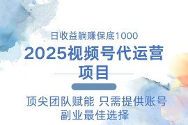 2025最新（14240期）2025视频号代运营日躺赚1000＋只需提供账号02-19中创网