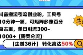 实战抖音搬运引流创业粉，工具号10分钟一篇，可矩阵多账百分百去重，单日引流300+（需要分流）01-11冒泡网