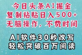 热门项目AI头条掘金项目，复制粘贴稳定变现，AI一键写文，空闲时间轻松变现5张【揭秘】12-07冒泡网