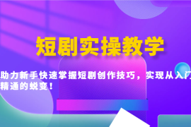 创业项目短剧实操教学，助力新手快速掌握短剧创作技巧，实现从入门到精通的蜕变！02-24福缘网