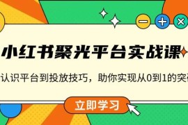 每日小红书聚光平台实战课，从认识平台到投放技巧，助你实现从0到1的突破12-24福缘网