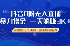 赚钱项目（13449期）抖音0粉无人直播暴力掘金，一天躺赚3K+，小白一部手机就能做11-25中创网