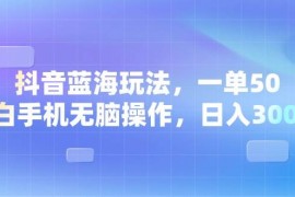 简单项目（13729期）抖音蓝海玩法，一单50，小白手机无脑操作，日入3000+12-18中创网