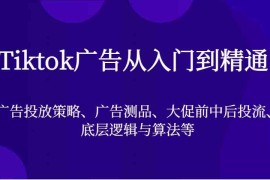 2024最新Tiktok广告从入门到精通，广告投放策略、广告测品、大促前中后投流、底层逻辑与算法等11-21福缘网