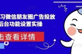 2024最新从0-1学习微信朋友圈广告投放及后台功能设置实操12-21冒泡网