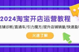 最新项目2024淘宝开店运营教程：店铺诊断/直通车/引力魔方/提升店铺销量/快速盈利11-13福缘网