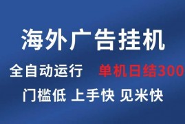 2024最新（13692期）海外广告挂机全自动运行单机单日300+日结项目稳定运行欢迎观看课程12-16中创网